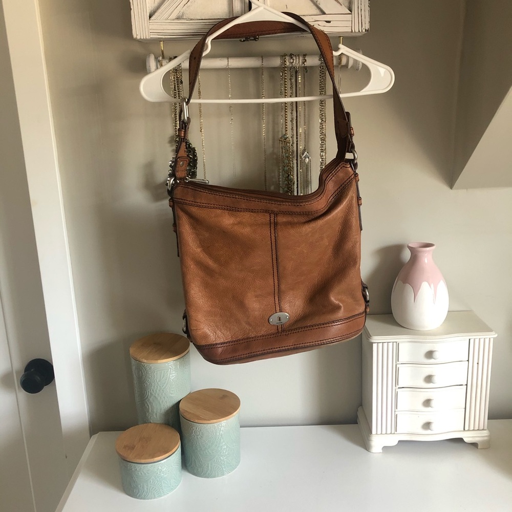 Fossil Brown Long Shoulder Bag